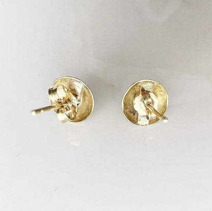 ANTIQUE • Art Nouveau 10k Yellow Gold Old Mine Cut Diamond Flower Stud Earrings