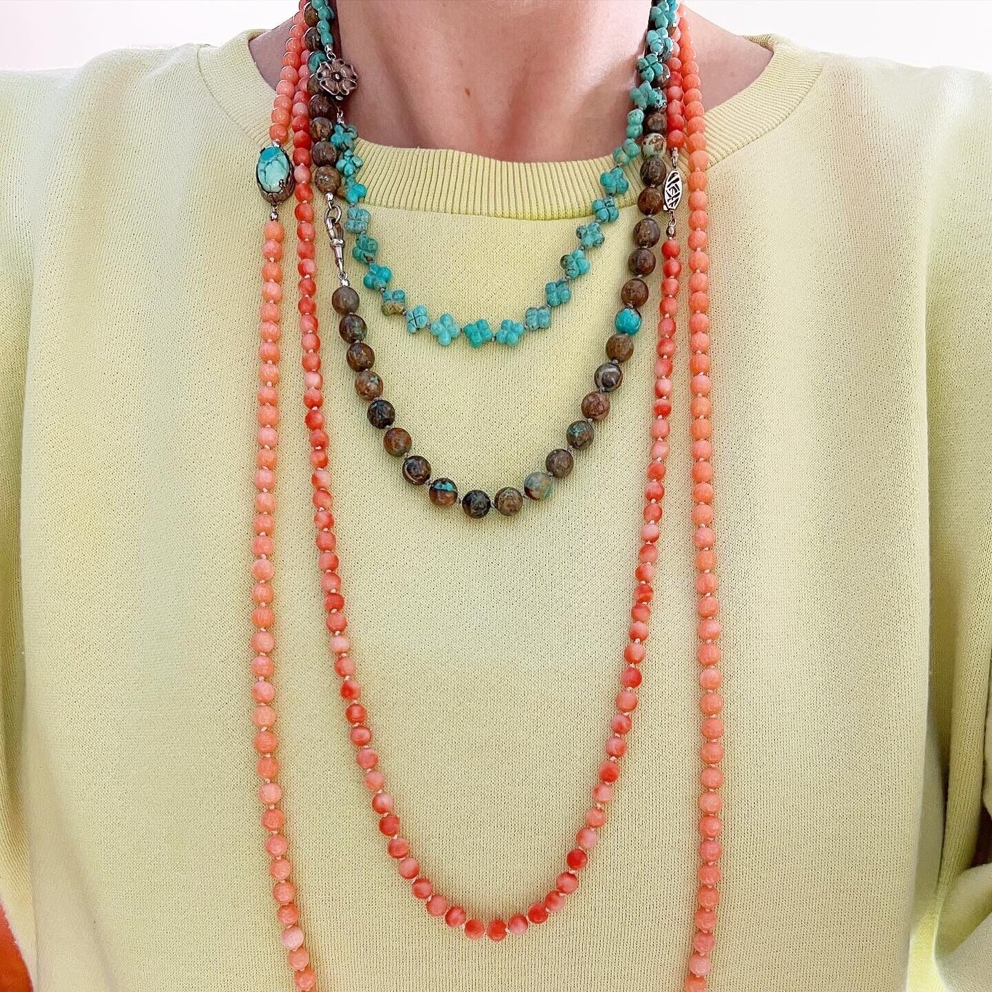 VINTAGE • Number 8 Turquoise Hand Carved Flower & Sterling Silver Clasp Necklace