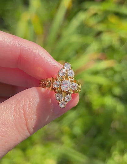 ANTIQUE • Victorian 18k Yellow Gold North Star Old Mine Cut Diamond Ring