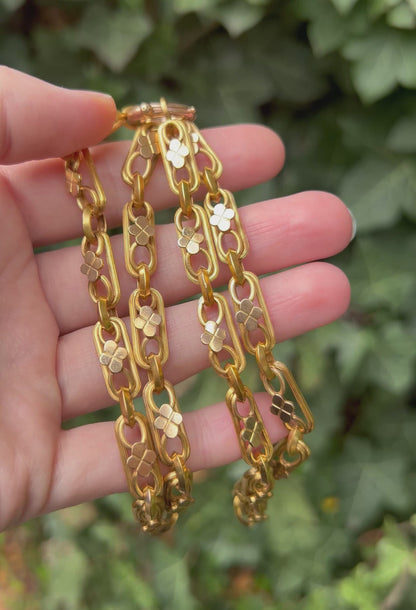 ANTIQUE • Victorian 14k Yellow Gold Ornate Book Chain Collar Necklace