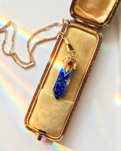 Royal Amulet in Lapis Lazuli w/ Antique Amethyst & Pearl Detailing