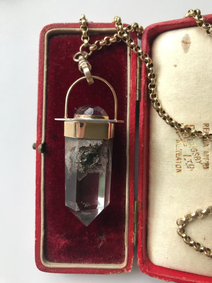 Elemental Amulet with Lodolite & Wine Red Tourmaline Crown