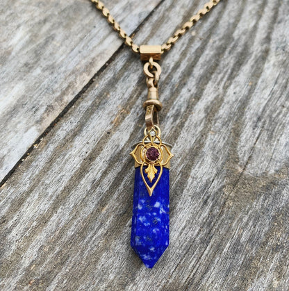 Royal Amulet in Lapis Lazuli w/ Antique Amethyst & Pearl Detailing