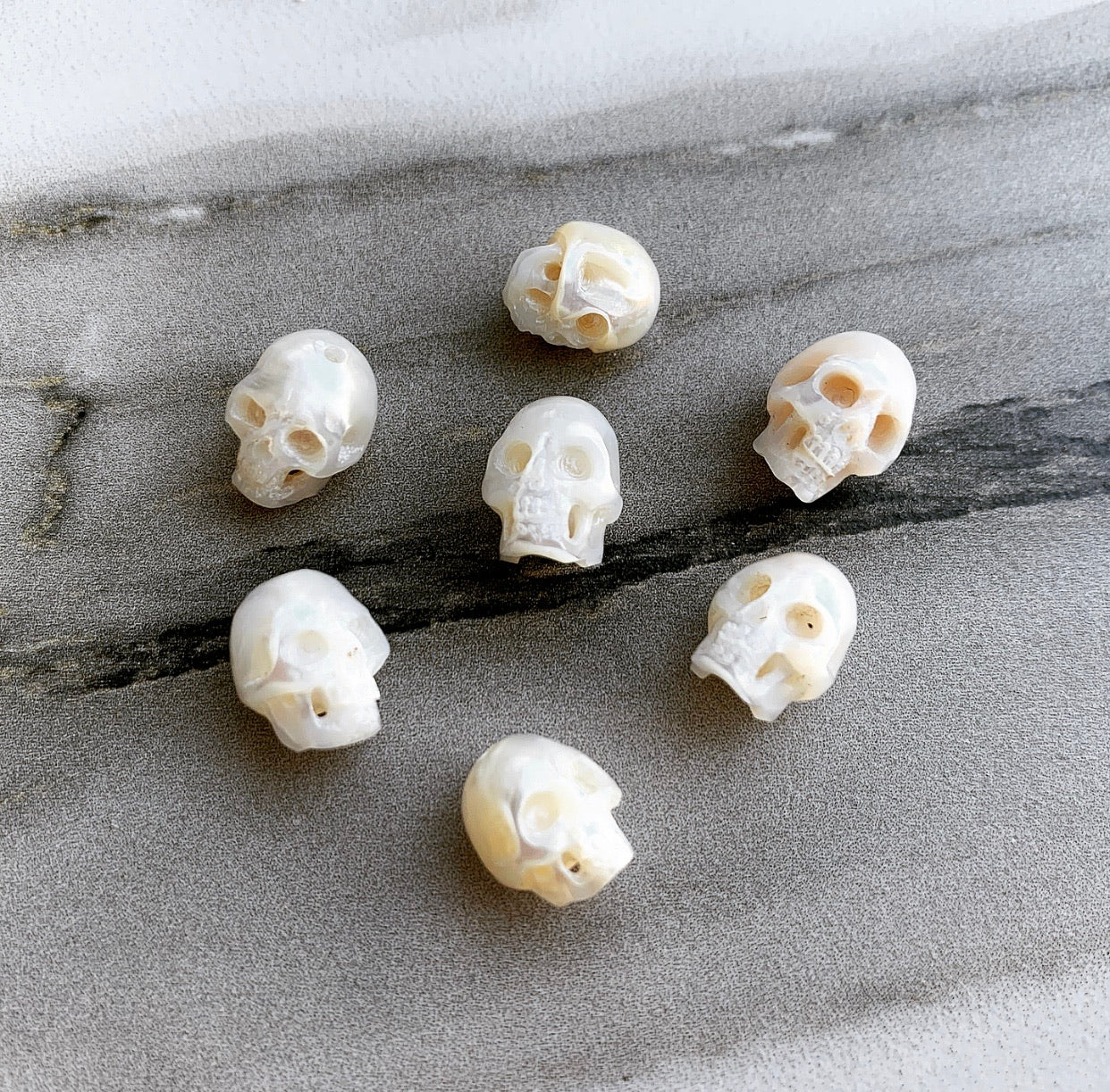 Carved South Sea Pearl Skull Charm